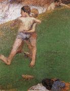Paul Gauguin chidren wrestling oil